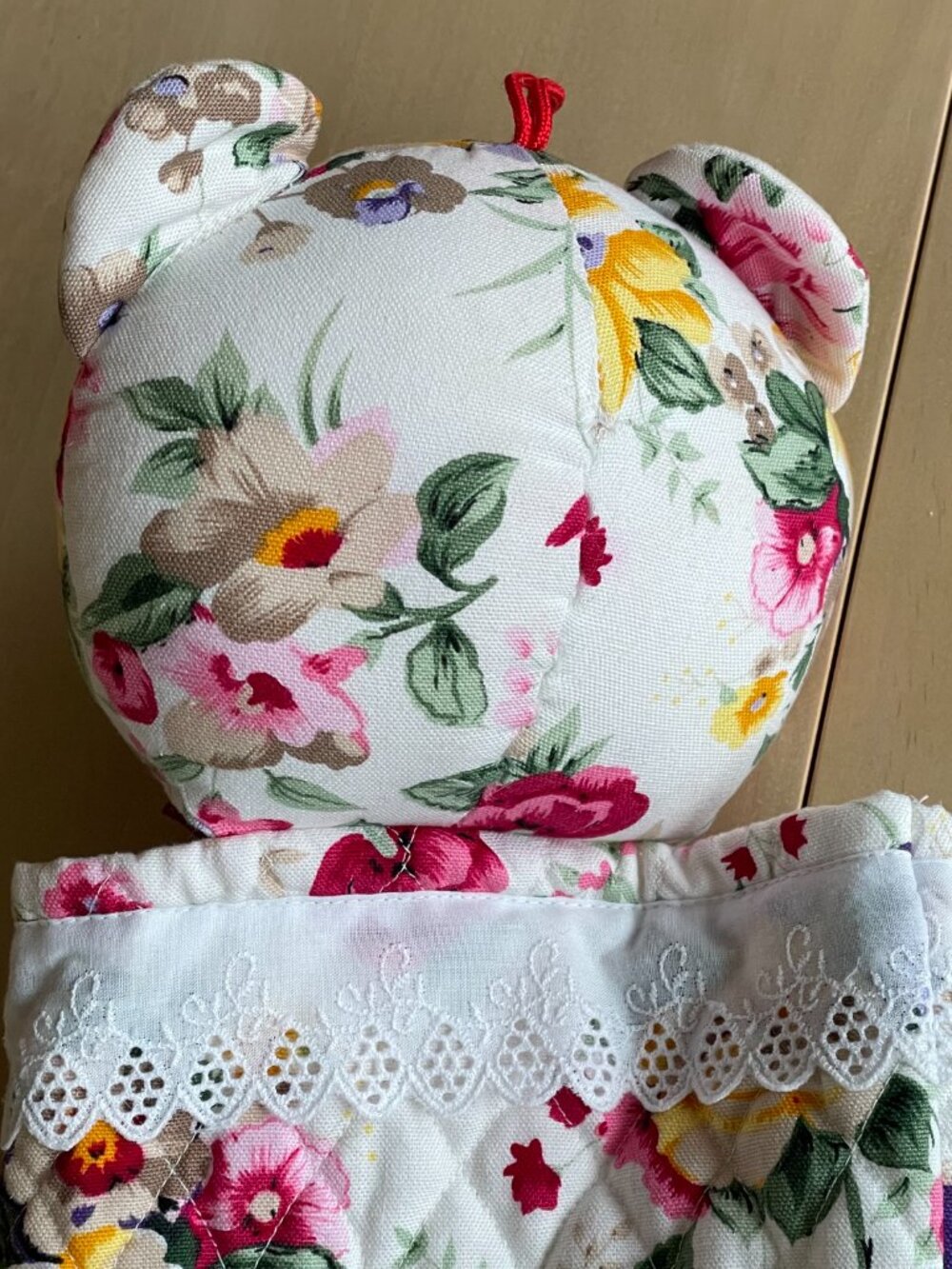 Entire Closet $5! VTG Milaca Mills Floral Quilted Teddy Bear Christmas Stocking - Picture 8 of 10